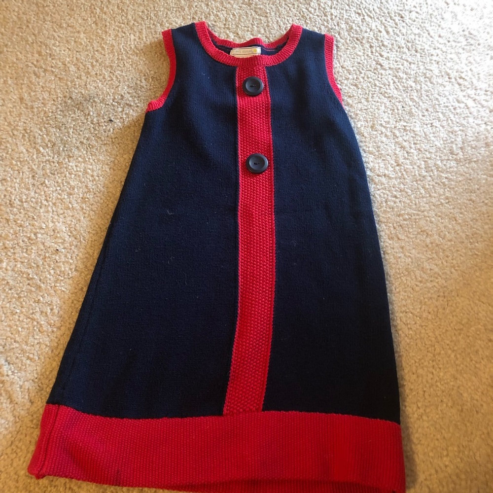 Girls knit navy dress